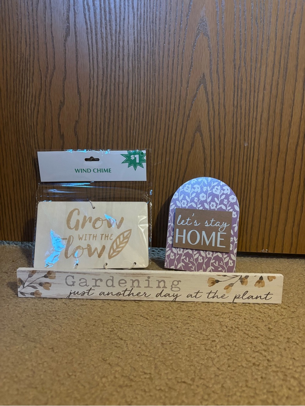 Rustic Gardening & Home Sign Set - Beige, Gold & Lavender